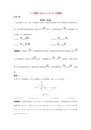 高中数学 第一章 三角函数 1.5 函数yAsin（ωxφ）的图象自主训练 新人教A版必修4-新人教A版高一必修4数学试题