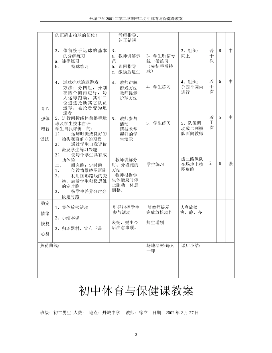 初二男生体育与健康教案集 (2)_第2页