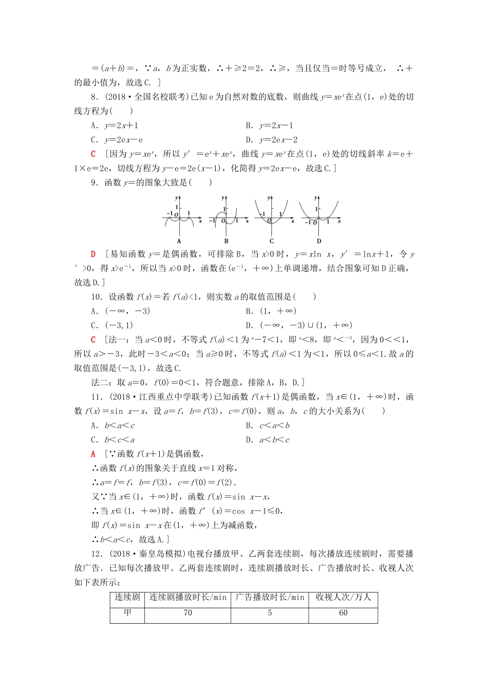 高考数学”一本“培养优选练 小题对点练1 集合、常用逻辑用语、函数与导数、不等式 文-人教版高三全册数学试题_第2页
