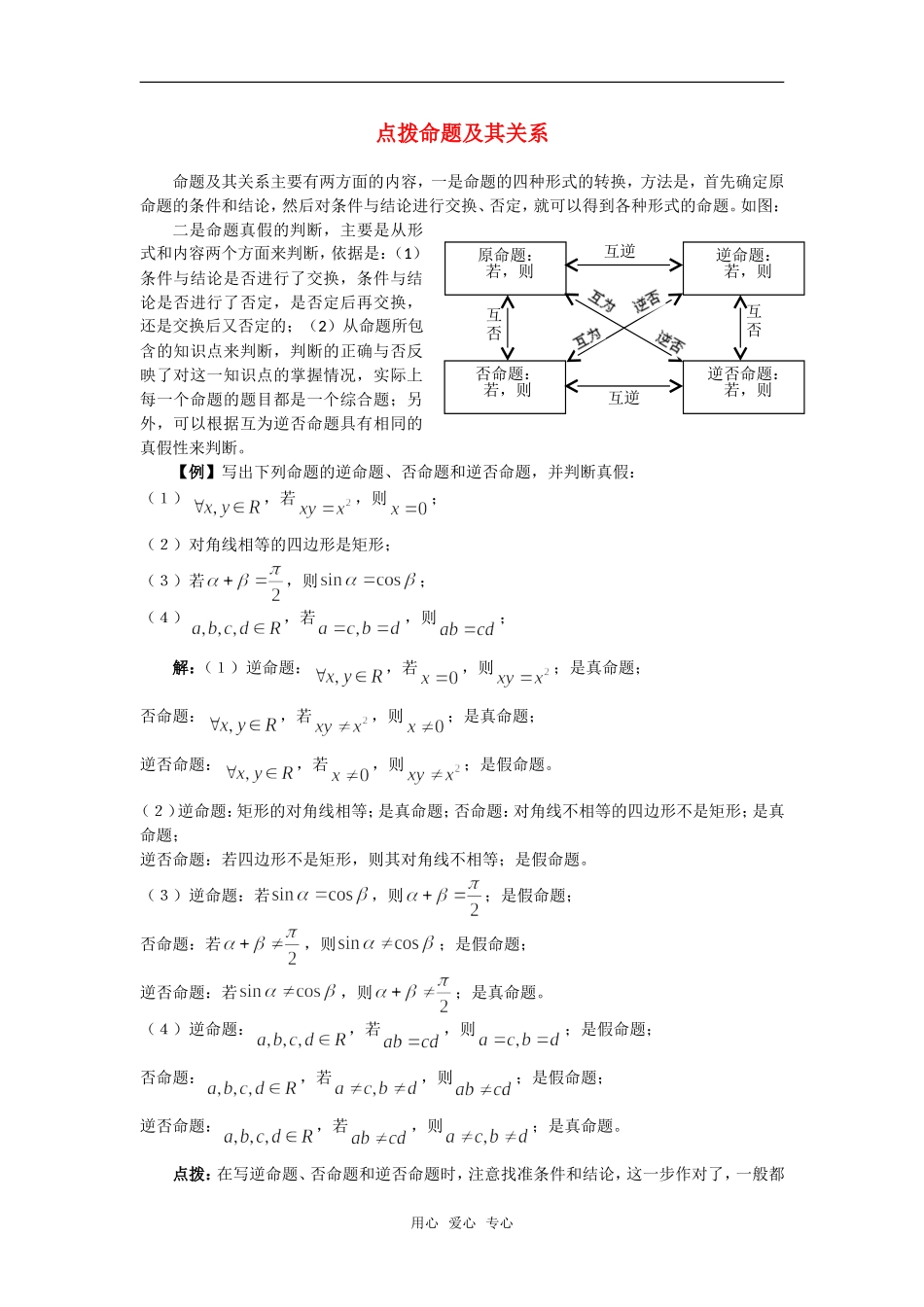 高考数学复习点拨 点拨命题及其关系_第1页