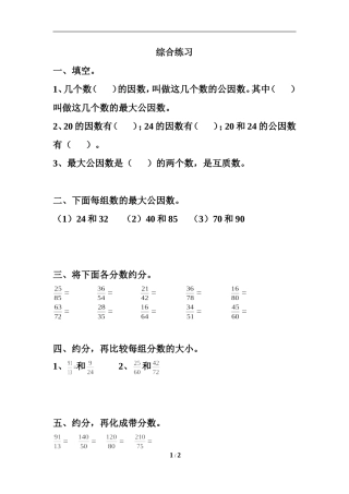 《约分》综合练习