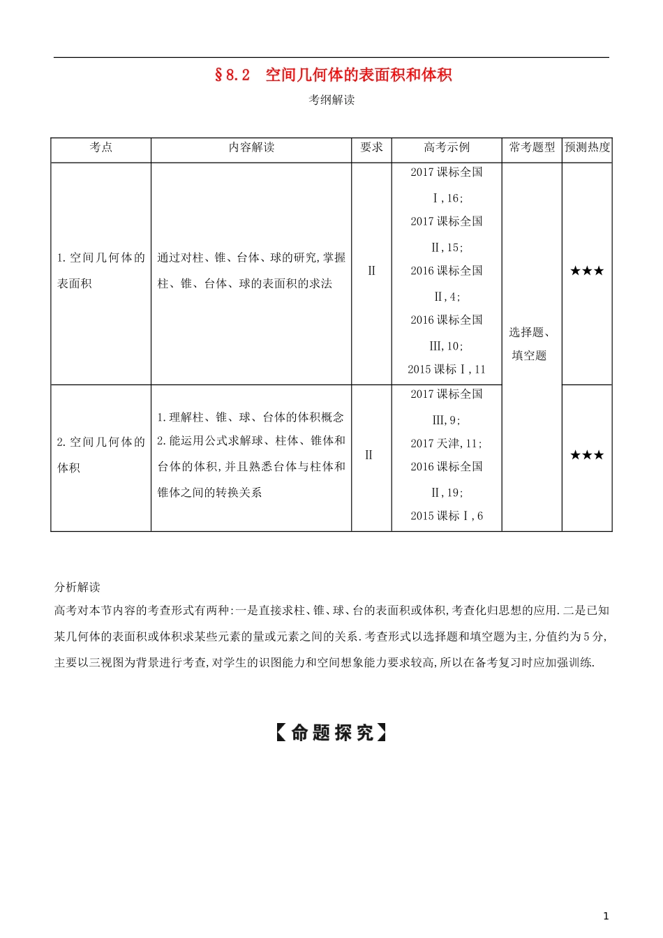 高考数学一轮复习 第八章 立体几何 8.2 空间几何体的表面积和体积练习 文-人教版高三全册数学试题_第1页