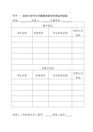学时登记申请表