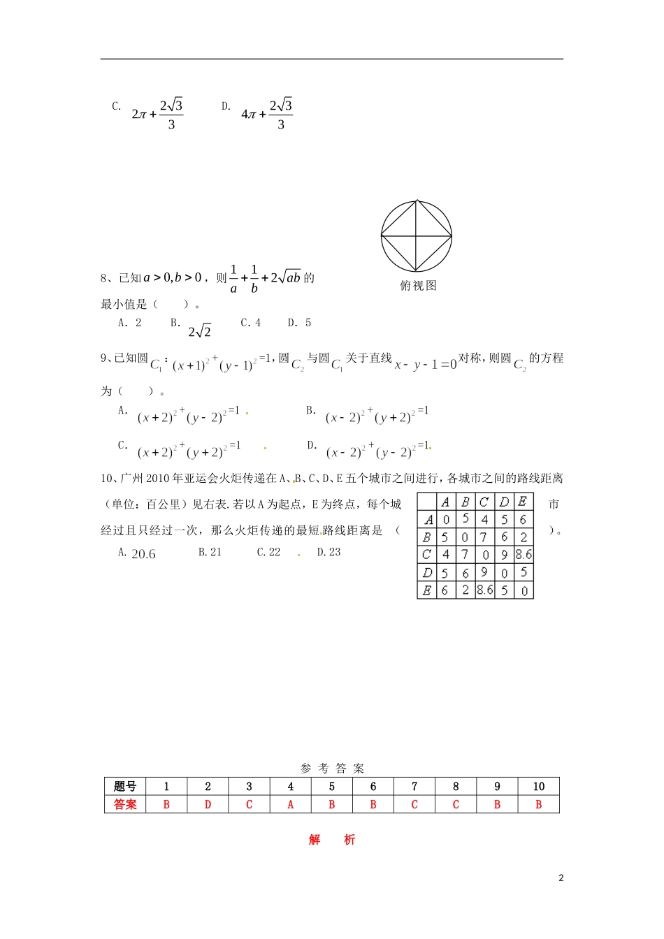 高考数学 选择题常考考点专练4_第2页