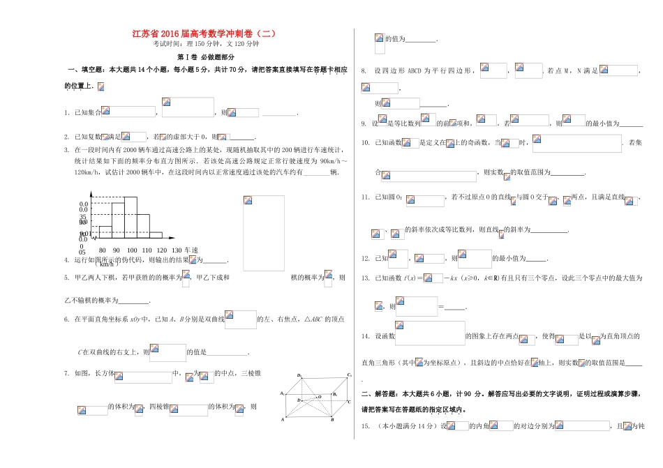 江苏省高考数学冲刺卷（二）-人教版高三全册数学试题_第1页