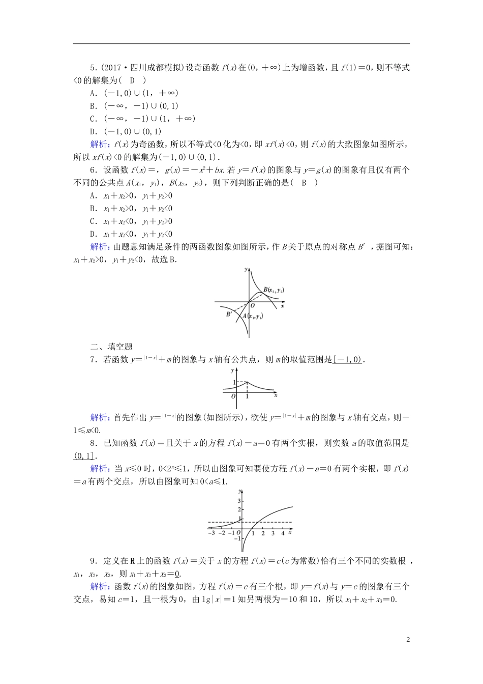 高考数学一轮复习 第二章 函数、导数及其应用 课时达标11 函数的图象 理-人教版高三全册数学试题_第2页