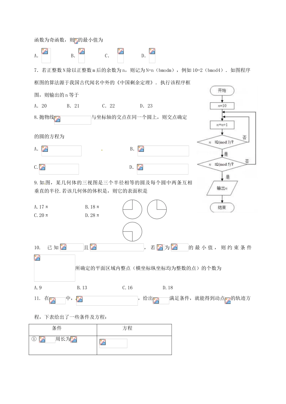 四川省成都市龙泉驿区高三数学4月月考试题 文-人教版高三全册数学试题_第2页