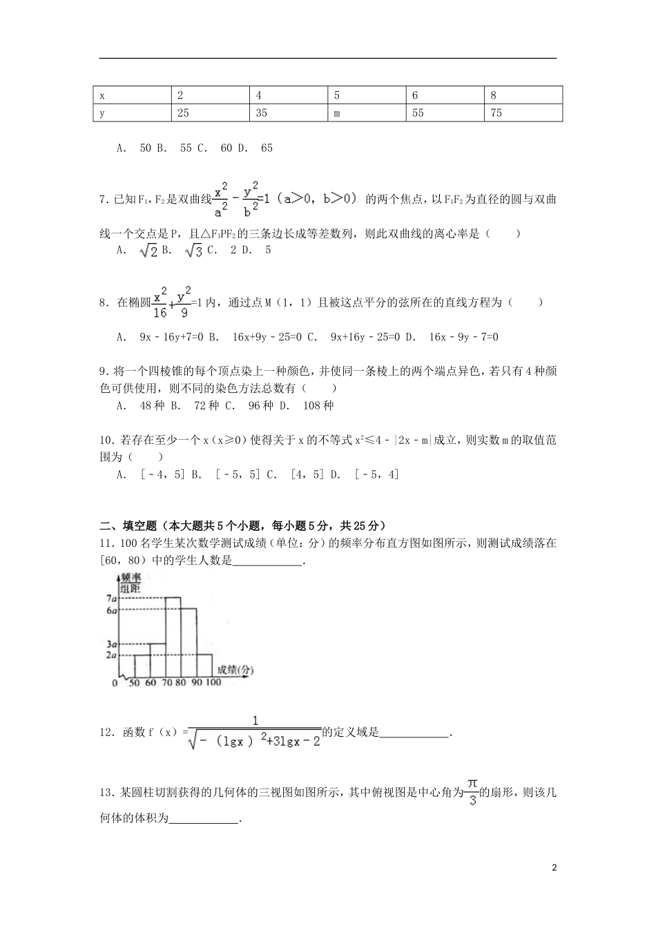 山东省济南市高三数学上学期第一次模拟试卷 理（含解析）-人教版高三全册数学试题_第2页