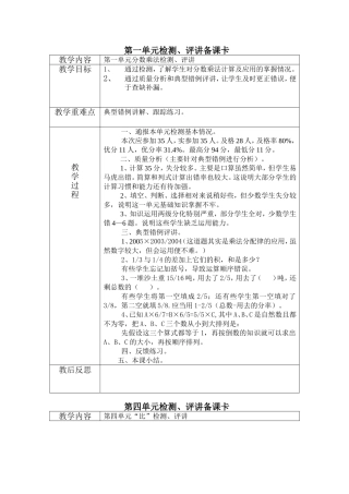 单元检测备课卡（2）