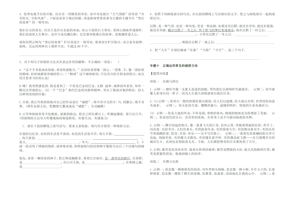 专题十正确运用常见的修辞方法_第2页