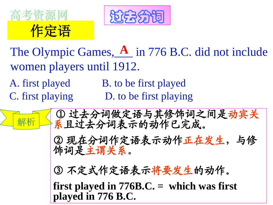 高考英语复习过去分词讲解与练习_第3页