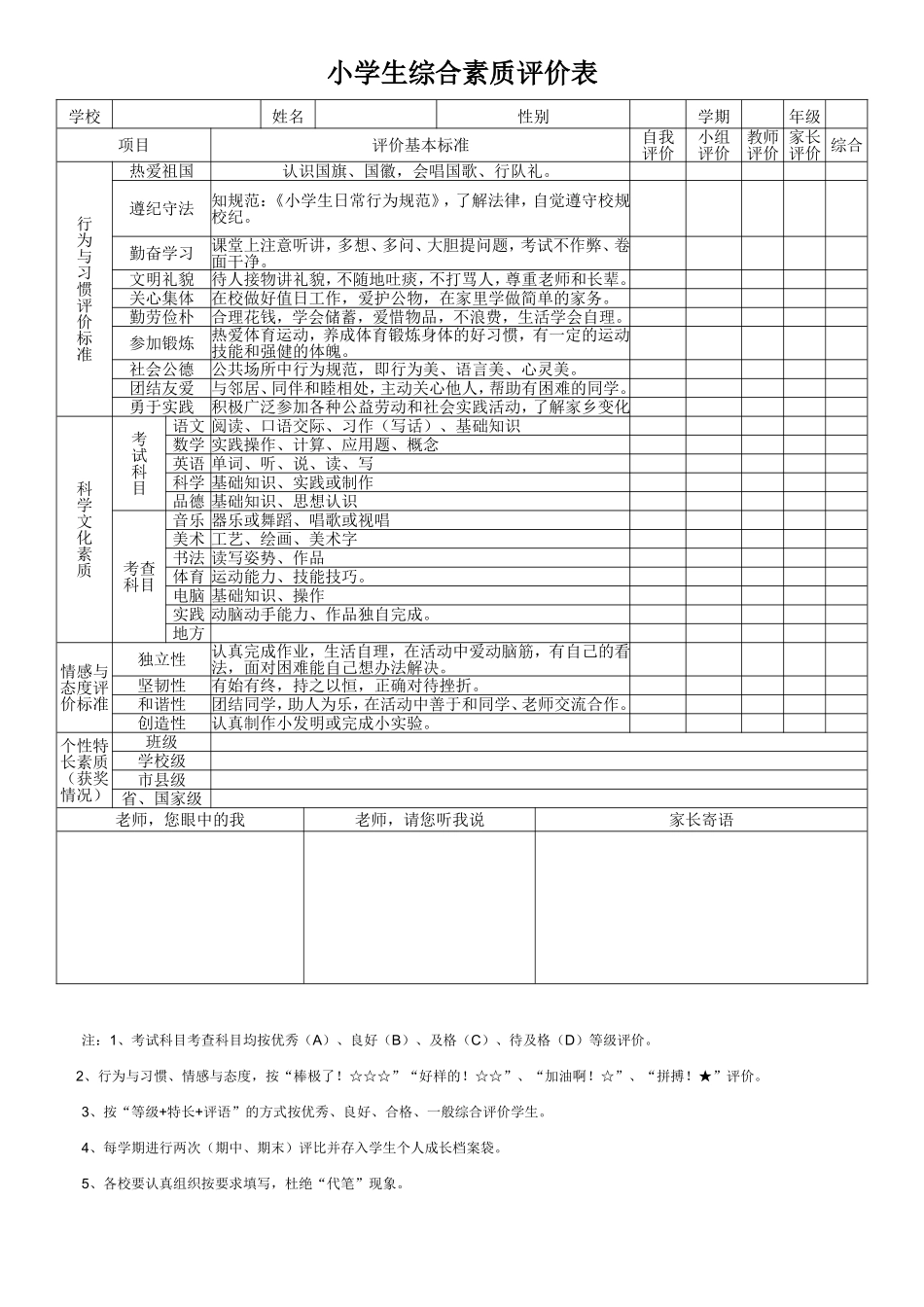 小学生综合素质评价表 (2)_第1页