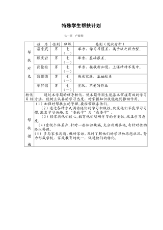 特殊学生帮扶计划