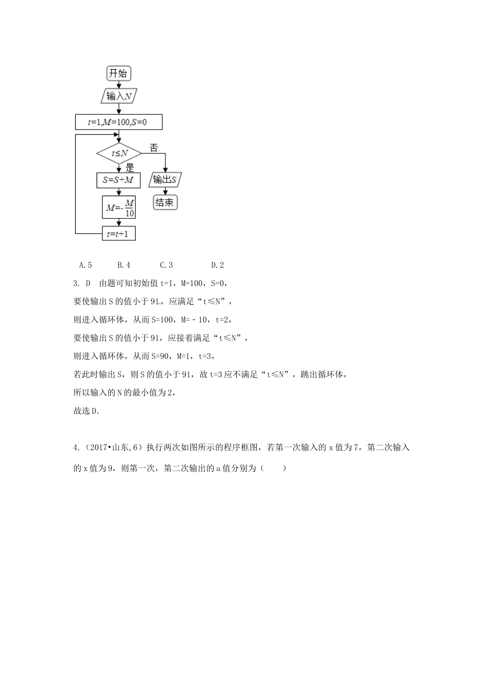 高考数学复习演练 第十一章 算法初步（含真题）-人教版高三全册数学试题_第3页