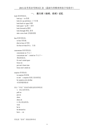 2015高考英语考纲词汇表(最新归类)