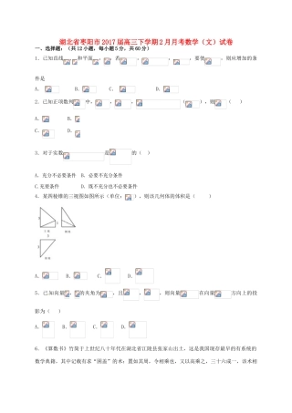 湖北省枣阳市高三数学下学期2月月考试题 文-人教版高三全册数学试题