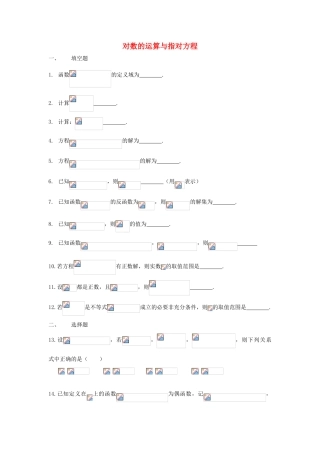上海市高三数学复习 对数的运算与指对方程专题练习-人教版高三全册数学试题