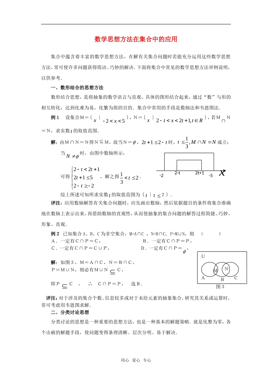 高考数学复习点拨 数学思想方法在集合中的应用_第1页