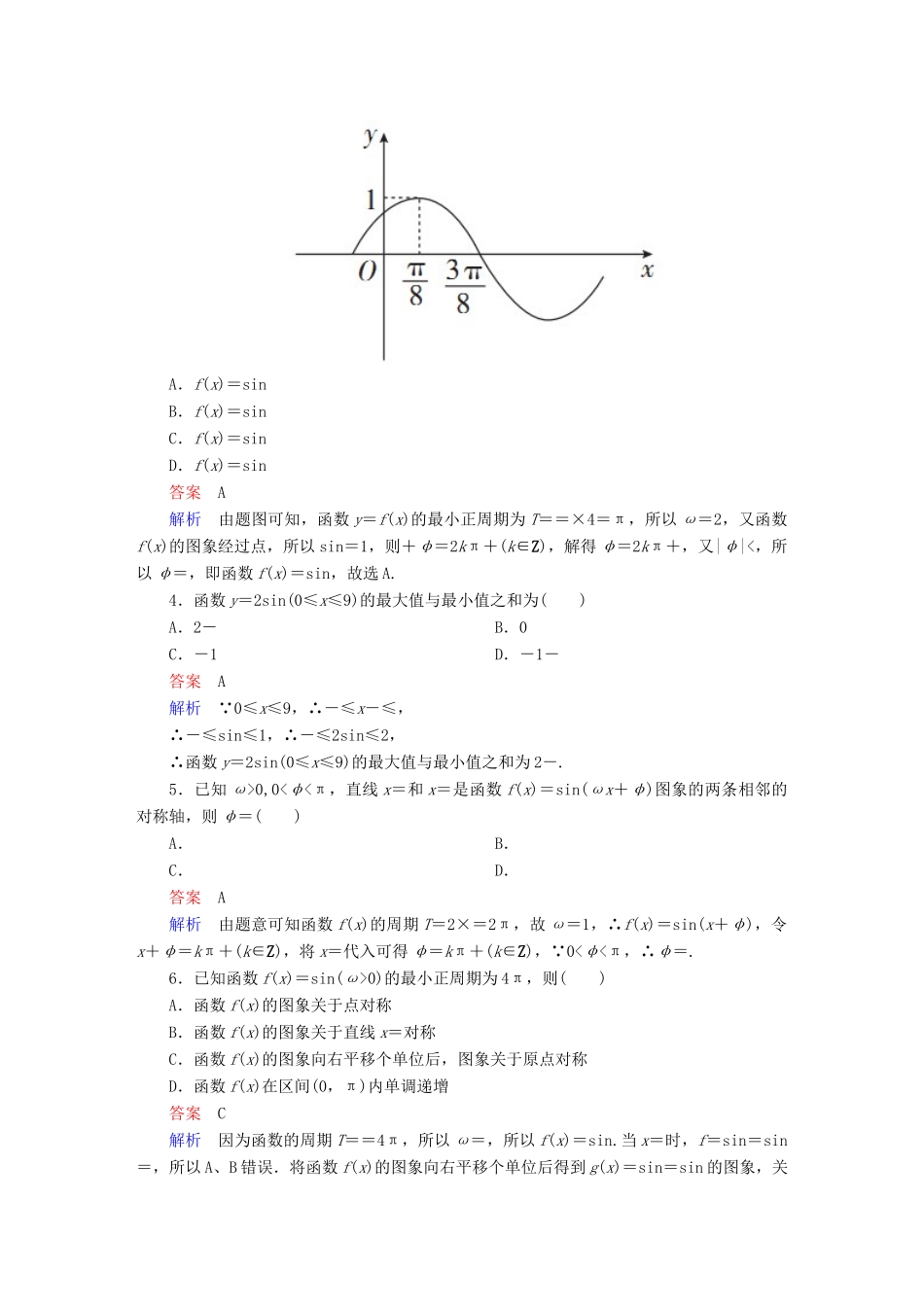 高考数学 考点通关练 第三章 三角函数、解三角形与平面向量 21 函数y＝Asin(ωx＋φ)的图象和性质试题 理-人教版高三全册数学试题_第2页