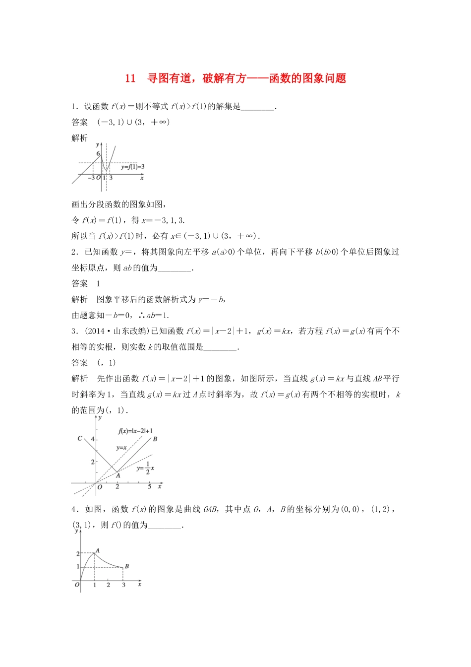 高考数学二轮复习 寻图有道，破解有方-函数的图象问题专题检测（含解析）-人教版高三全册数学试题_第1页