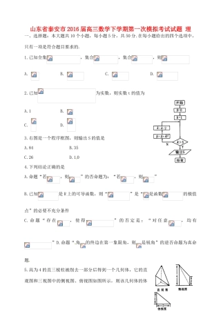 山东省泰安市高三数学下学期第一次模拟考试试题 理-人教版高三全册数学试题