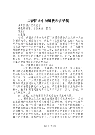 共青团永中街道代表的的讲话稿