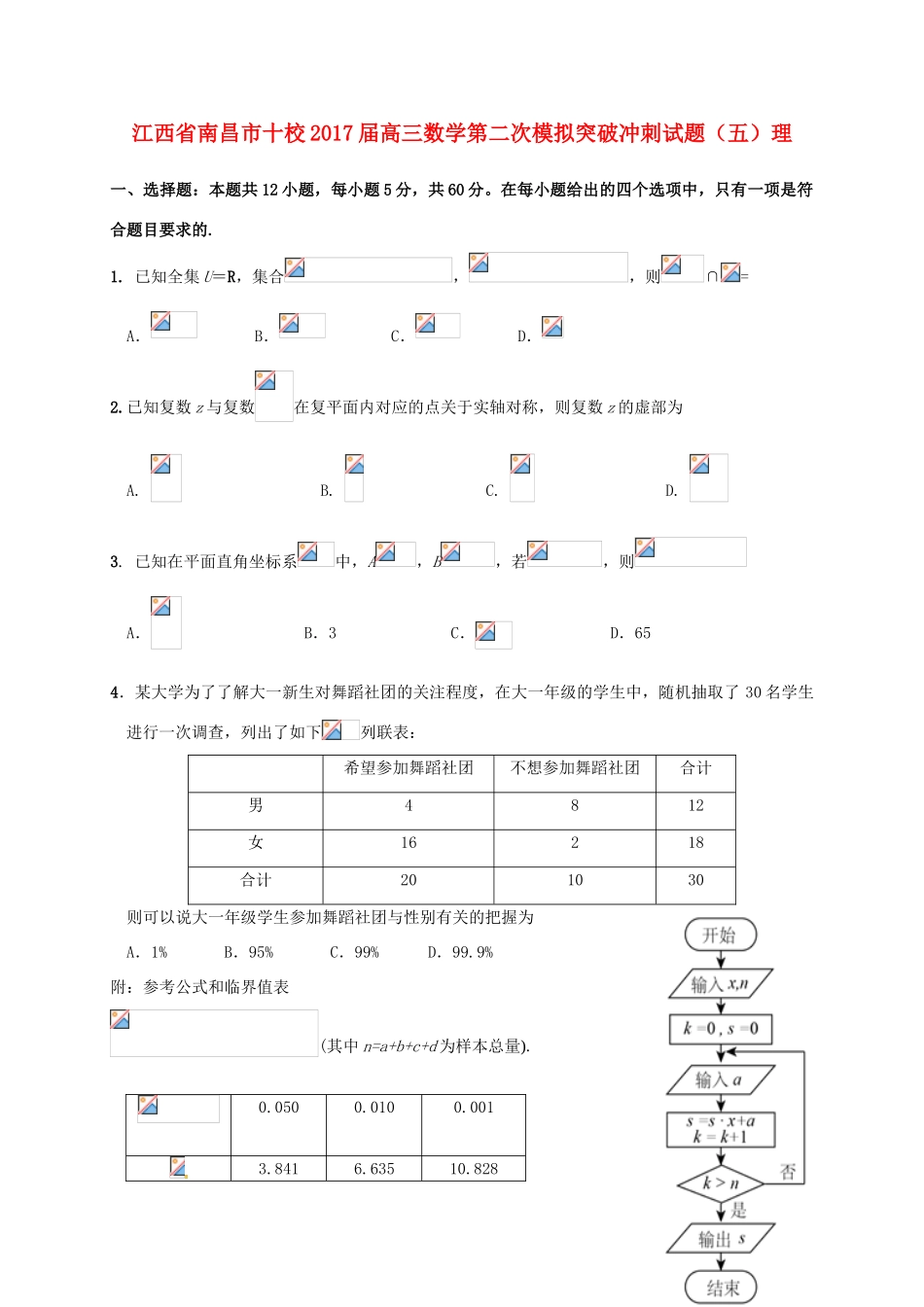 江西省南昌市十校高三数学第二次模拟突破冲刺试题（五）理-人教版高三全册数学试题_第1页