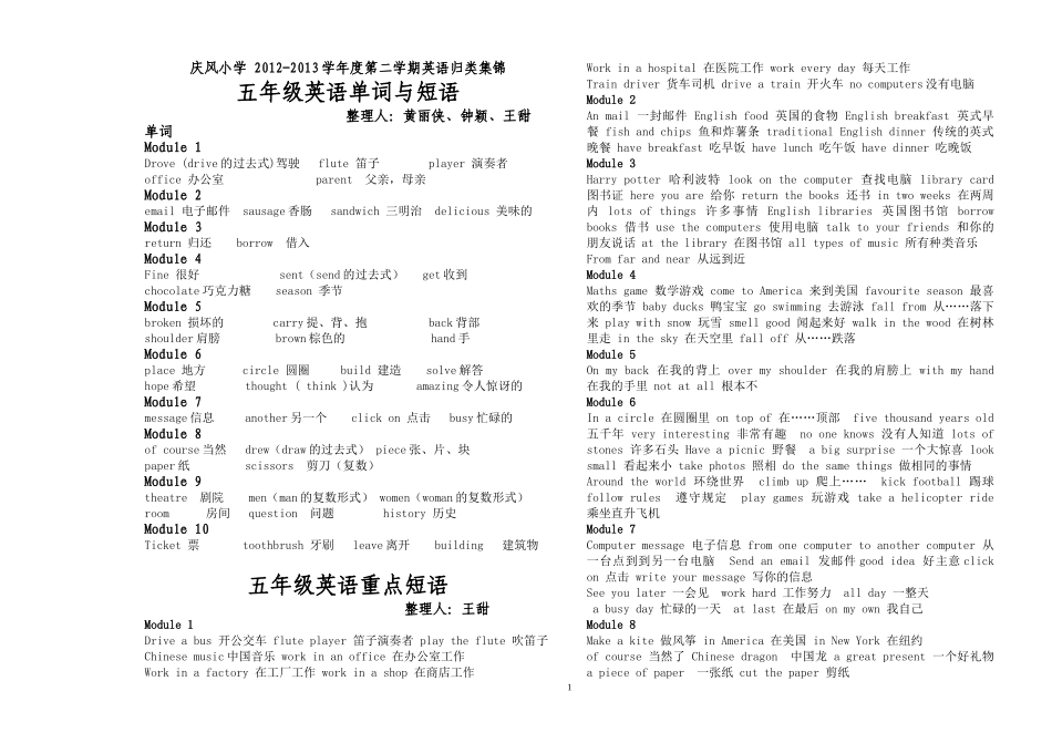 2013五下英语知识整理与六套试卷最新改的_第1页