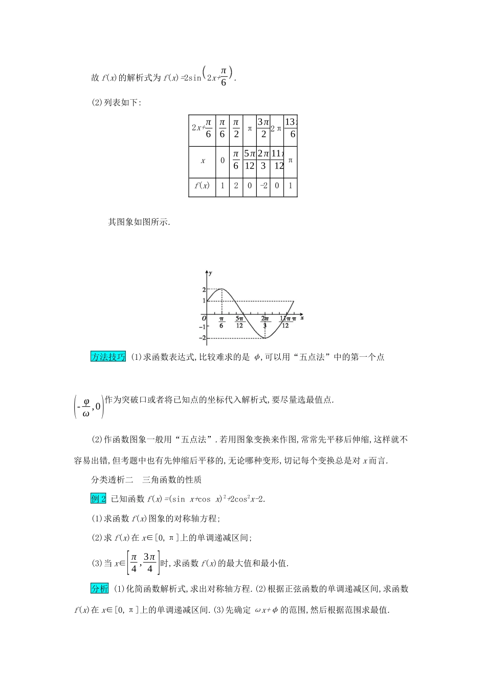 高考数学二轮复习 第二篇 考点一 三角函数与解三角形 考查角度1三角函数图象与性质的综合应用突破训练 文-人教版高三全册数学试题_第2页