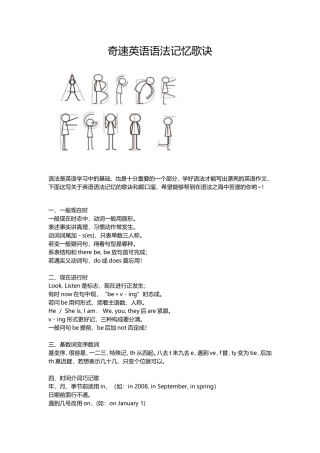 奇速英语语法记忆歌诀