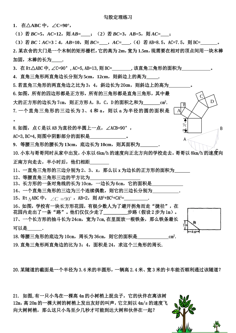 勾股定理练习_第1页