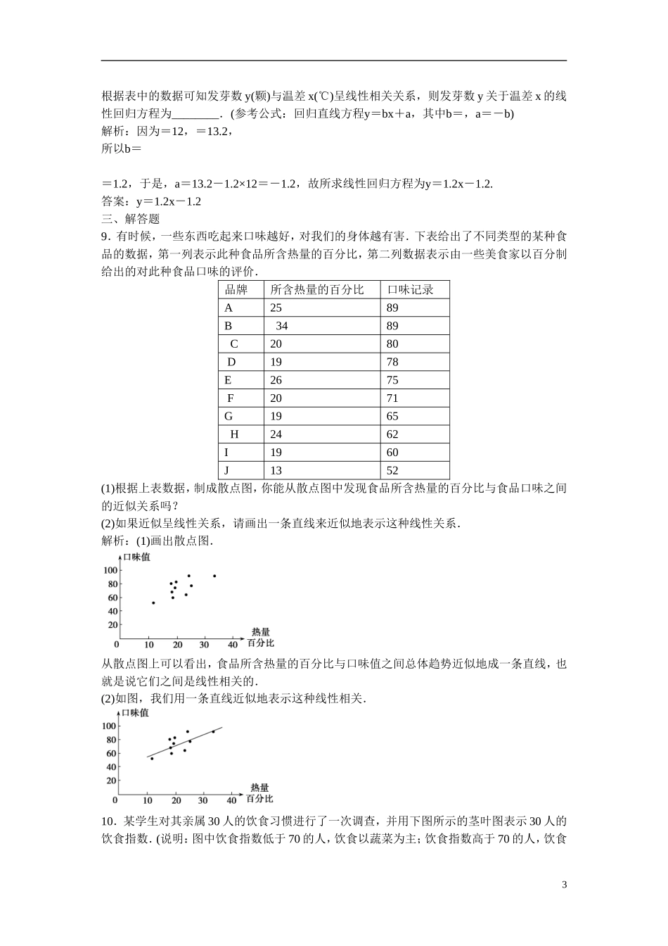 优化探究高考数学一轮复习 9-4 变量间的相关关系及统计案例课时作业 文-人教版高三全册数学试题_第3页