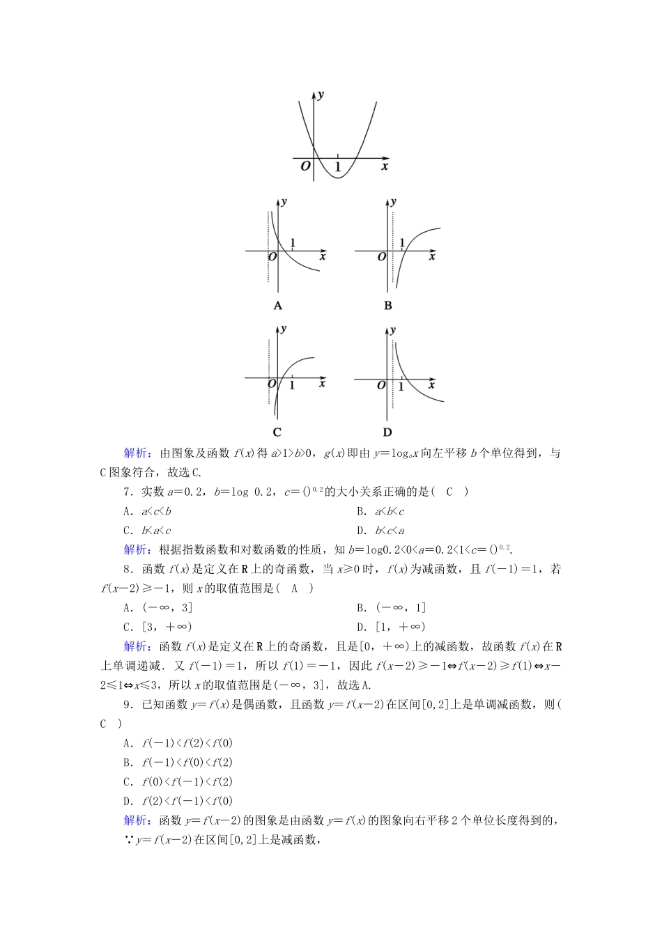 高中数学 模块综合测试课时作业（含解析）新人教A版必修1-新人教A版高一必修1数学试题_第2页