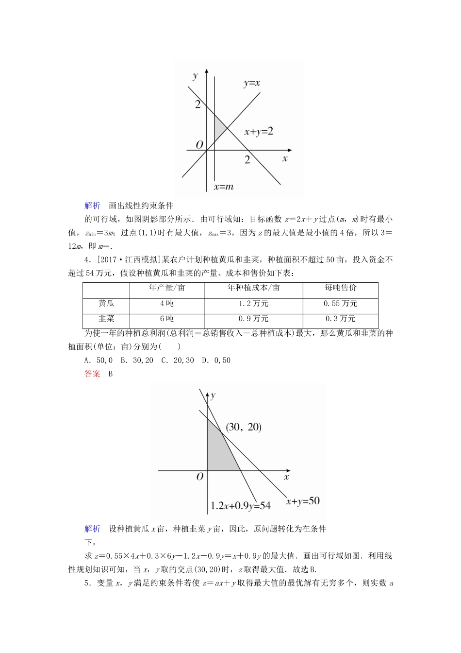 高考数学一轮总复习 第6章 不等式、推理与证明 6.3 二元一次不等式(组)及简单的线性规划问题模拟演练 文-人教版高三全册数学试题_第2页