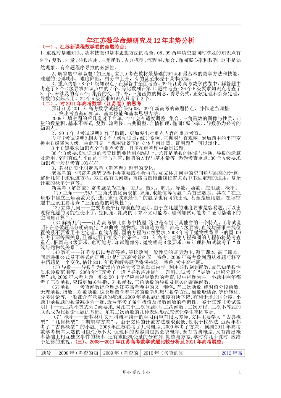 高考数学一轮复习 命题走势知识梳理 苏教版_第1页