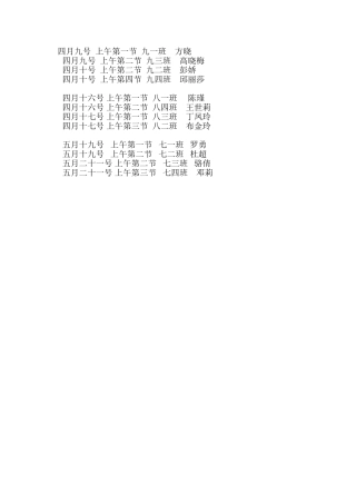 2015年下学期英语组讲课安排