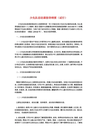 少先队活动课指导纲要（试行）