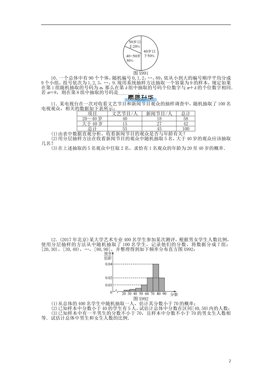高考数学一轮复习 第九章 概率与统计 第9讲 随机抽样课时作业 理-人教版高三全册数学试题_第2页