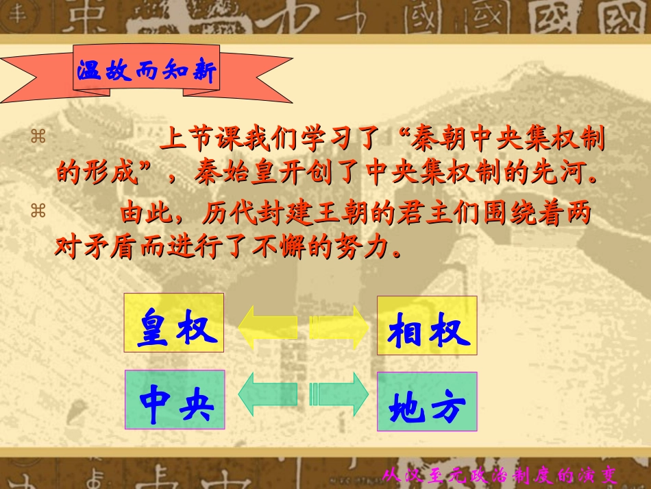 新人教版2012高一历史必修1课件：第3课从汉至元政治制度的演变_第2页