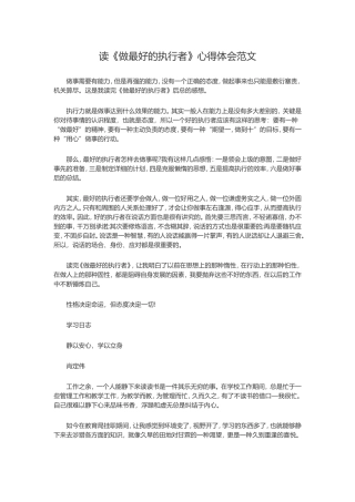 做最好的执行者