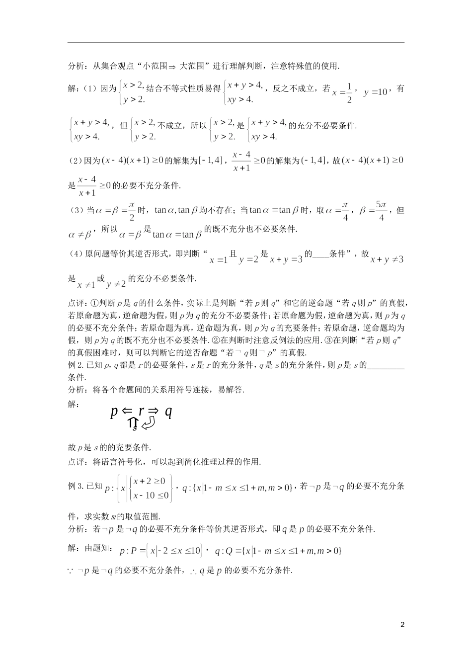 高考数学 考前最后一轮基础知识巩固之第一章 第3课时  充分条件和必要条件_第2页