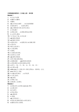 外研版新标准英语(八年级上册)_单词表方便默写