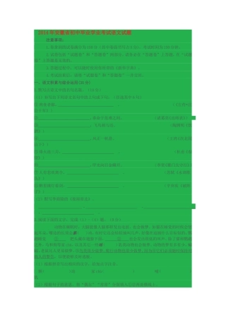 2014年安徽省初中毕业学业考试语文试题 (2)