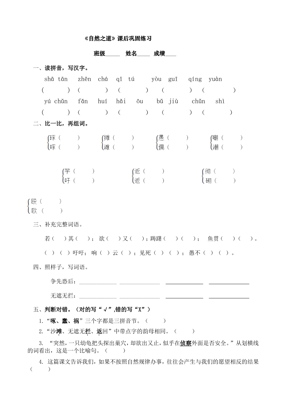 《自然之道》课后巩固练习_第1页