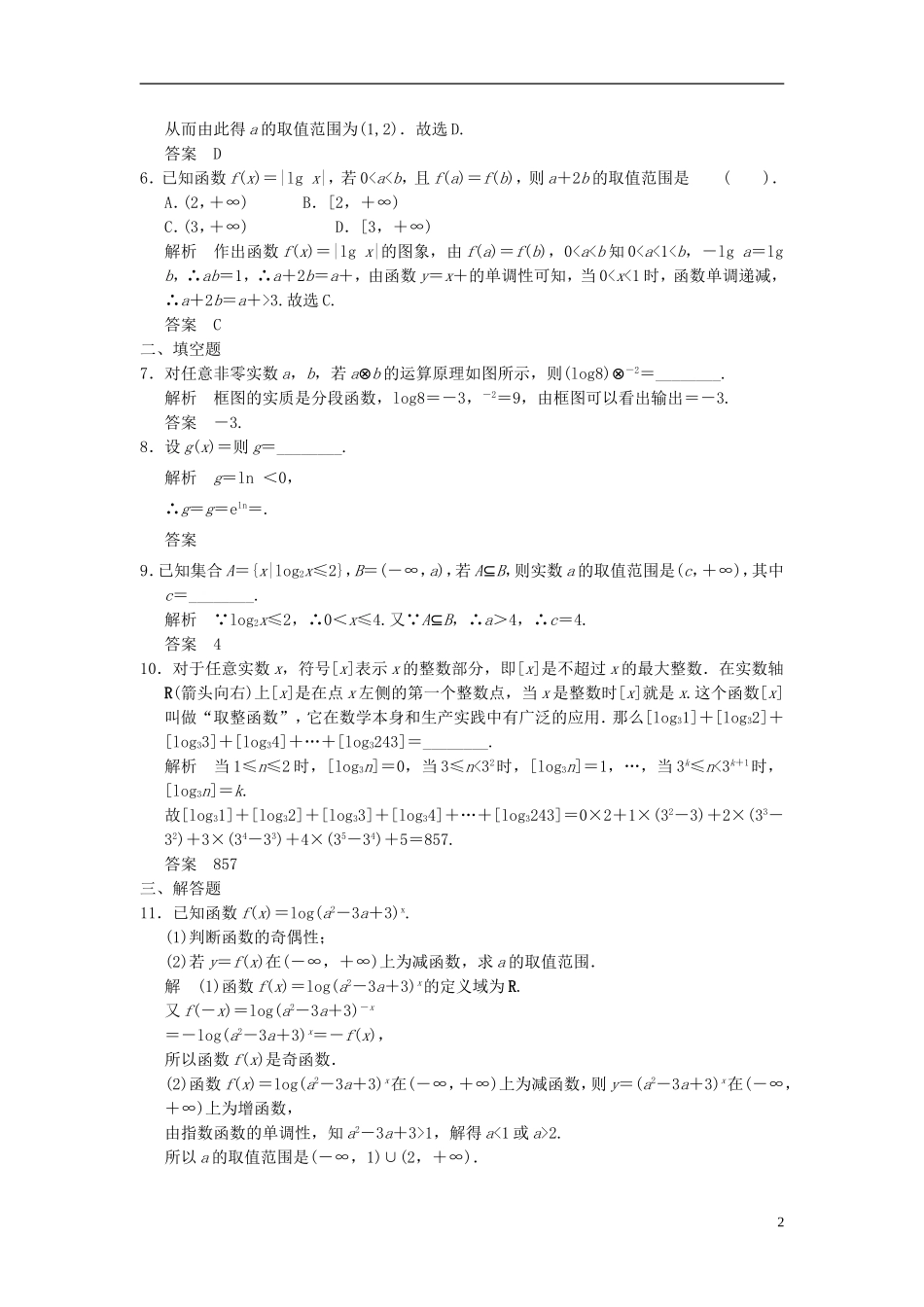 高考数学一轮复习 第二章 函数与基本初等函数I 第5讲 对数与对数函数 理-人教版高三全册数学试题_第2页