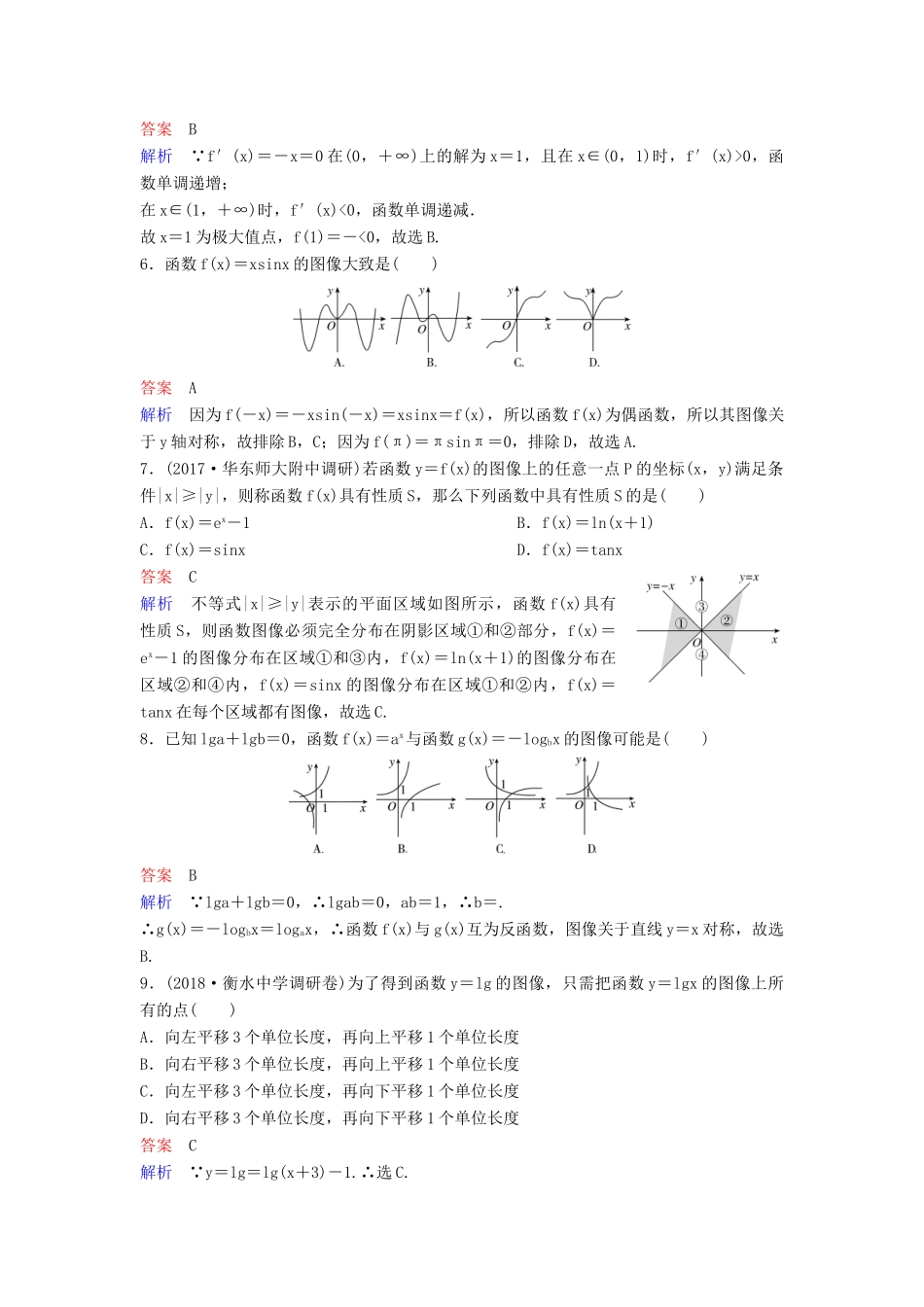 高考数学一轮总复习 第二章 函数与基本初等函数 题组训练12 函数的图像 理-人教版高三全册数学试题_第2页