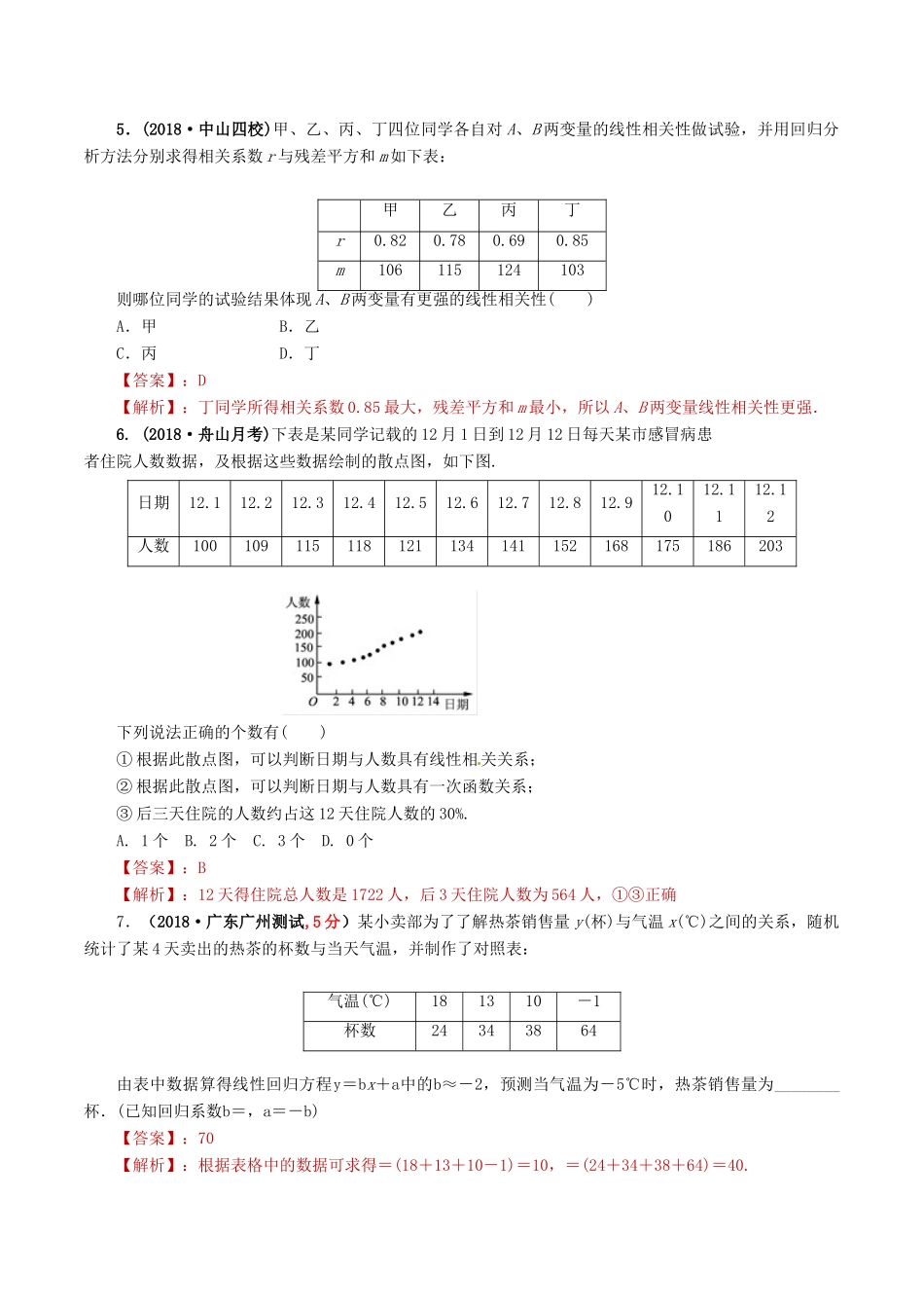 高考数学 课时34 变量的相关性与统计案例精准测试卷 文-人教版高三全册数学试题_第2页