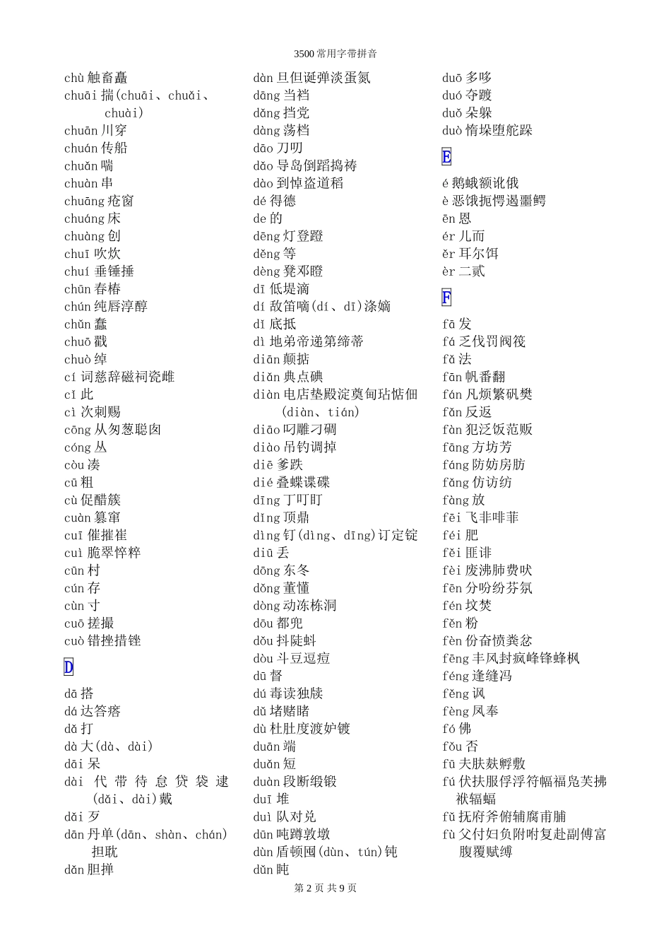 3500常用字(带拼音)_第2页