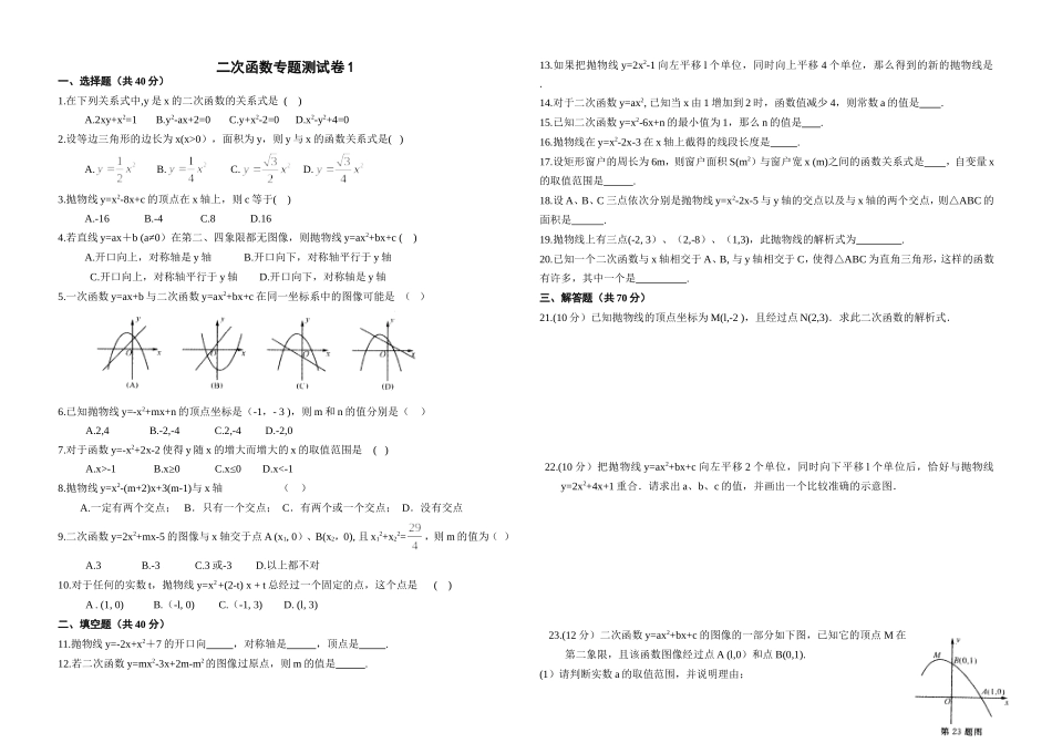 二次函数专题测试卷1_第1页