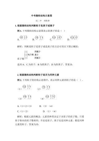 中考微粒结构示意图